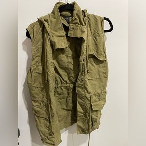 Love Tree olive green hooded utility jacket style vest